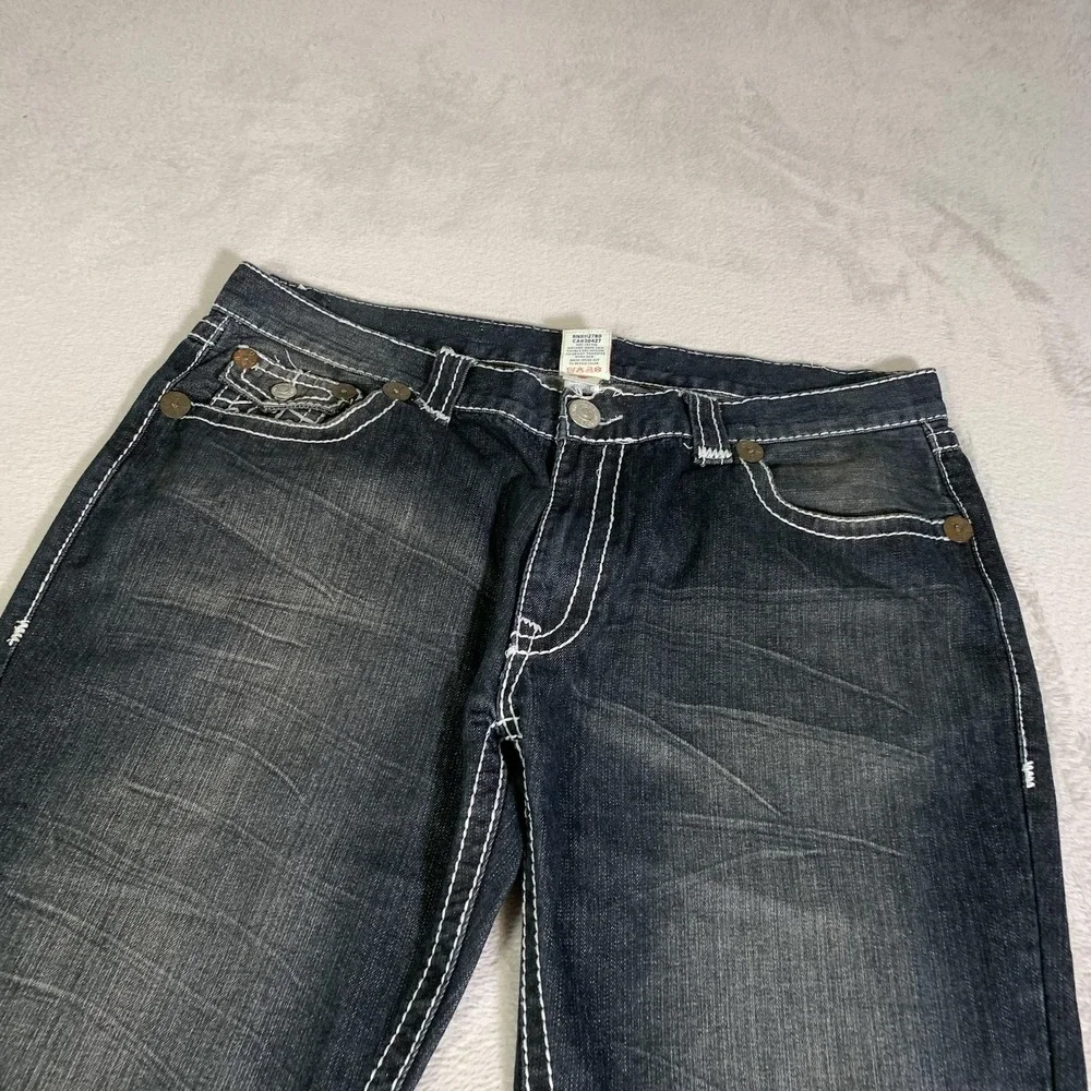 True Religion Bobby Super T Jeans Mens 40x34 Gray Dark Wash Straight USA Made